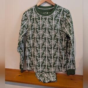 Pact Organic Cotton Pajama Set Green Tree Print Womens Small Lounge Set